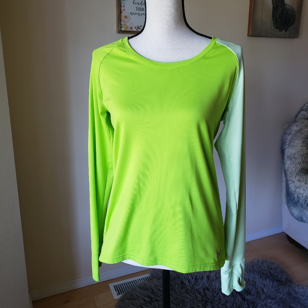 Lime green under armour long sleeve shirt